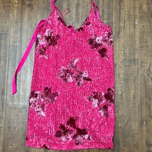 Floral Pink Sequin Dress